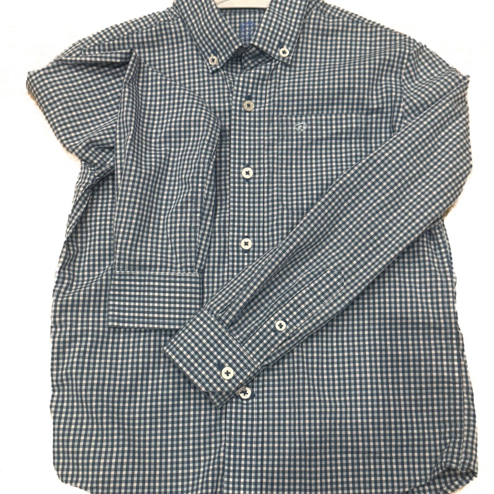 Southern Tide Navy and White Checkered Shirt